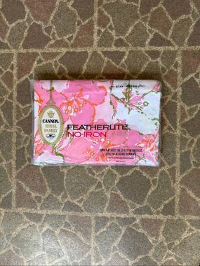 Vintage Cannon Sheet 1970s Rhapsody Pattern Pink Flowers Twin Flat NOS